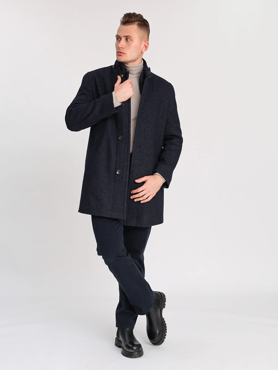 Пальто из смесовой шерсти с двойным подбортом
